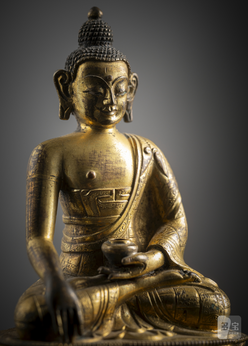 A GILT-BRONZE FIGURE OF BUDDHA SHAKYAMUNI - 图4